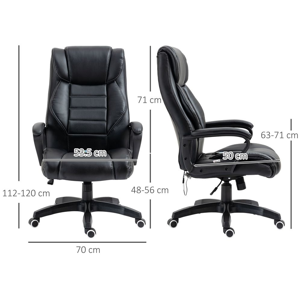 High Back 6 Points Vibration Massage Executive Office Chair, Black Vinsetto - anydaydirect