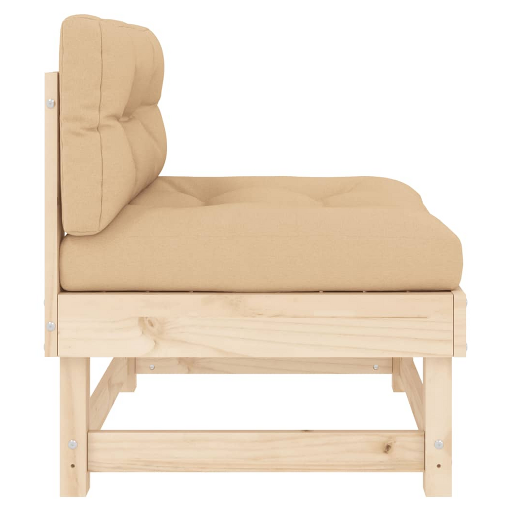 vidaXL Middle Sofa with Cushions Solid Wood Pine - anydaydirect