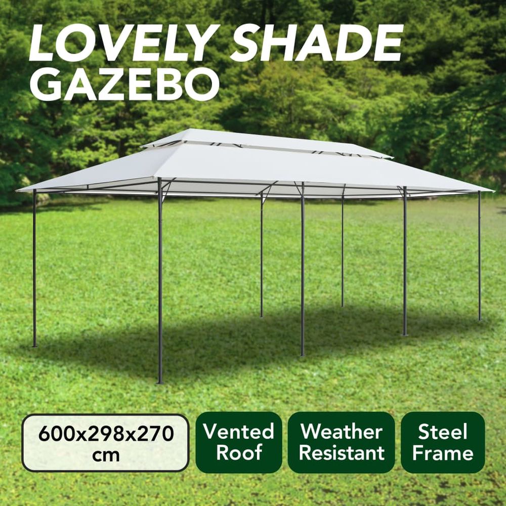 Gazebo 600x298x270 cm White 180g/m² - anydaydirect