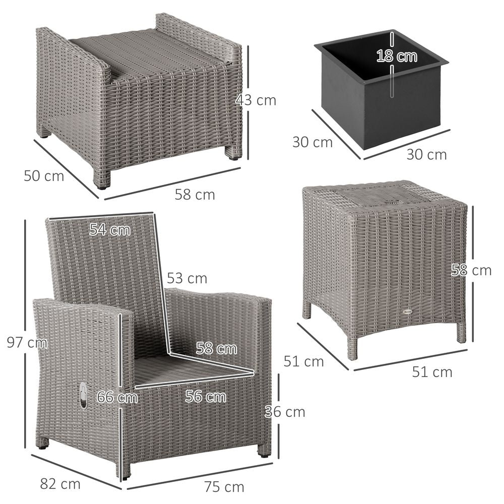 2 Seater Outdoor PE Rattan Patio Furniture TableOlefin Cushion - anydaydirect
