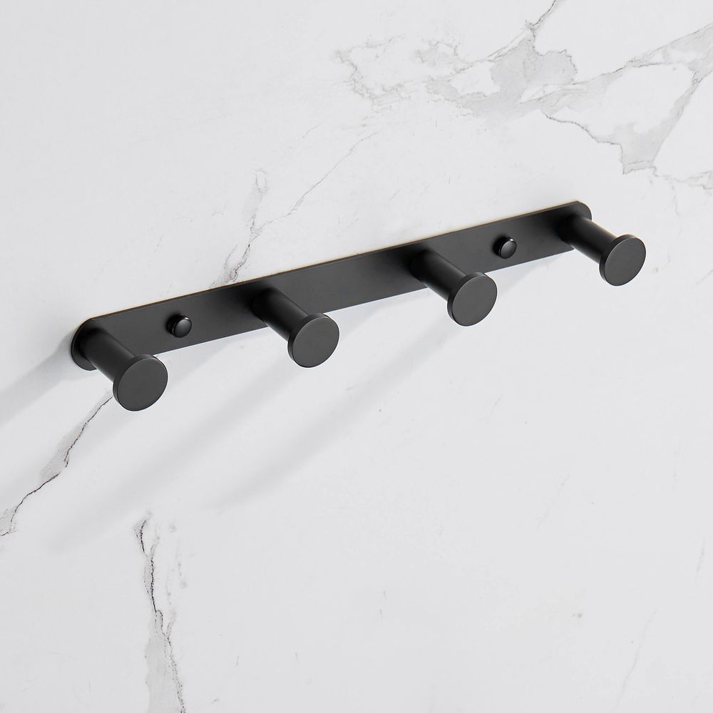 Towel Hook Matte Black Stainless Steel Towel Robe Coat Rack Rows of Four Hooks Bathroom Accessories for Home Storage Organization,Hallway,Foyer,Wall Mounted KJQ010-4HEI - anydaydirect