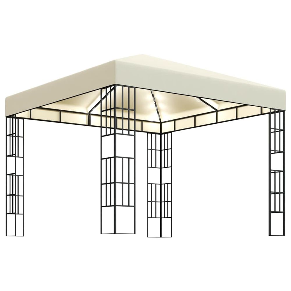 Gazebo Tent with LED String Lights 3x3 m Cream, Anthracite & Taupe - anydaydirect