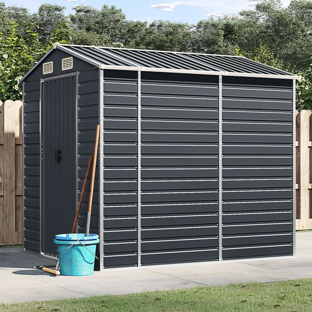 vidaXL Garden Shed Anthracite 191x215x198 cm Galvanised Steel - anydaydirect