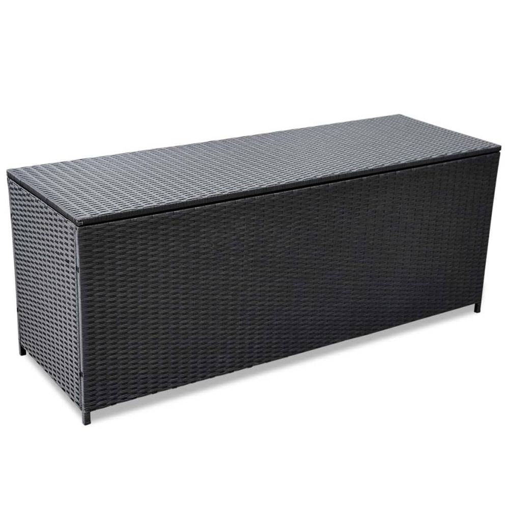 Garden Storage Box Black 150x50x60 cm Poly Rattan - anydaydirect