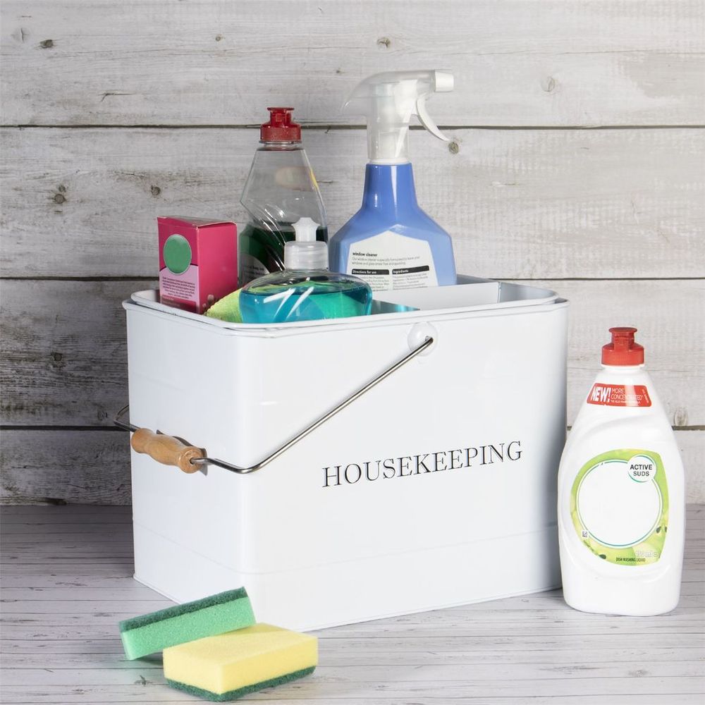 Vintage Housekeeping Cleaning Caddy White | M&W - anydaydirect