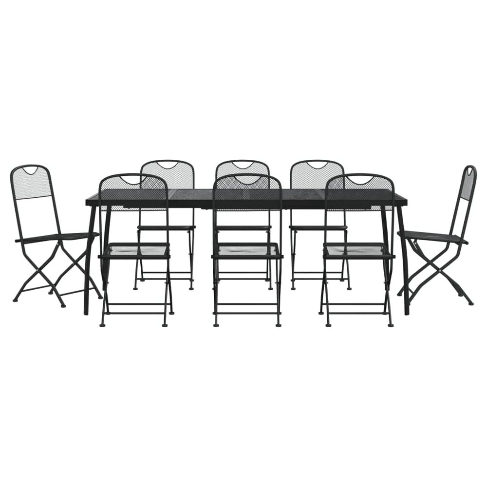 vidaXL 9 Piece Garden Dining Set Anthracite Metal Mesh - anydaydirect