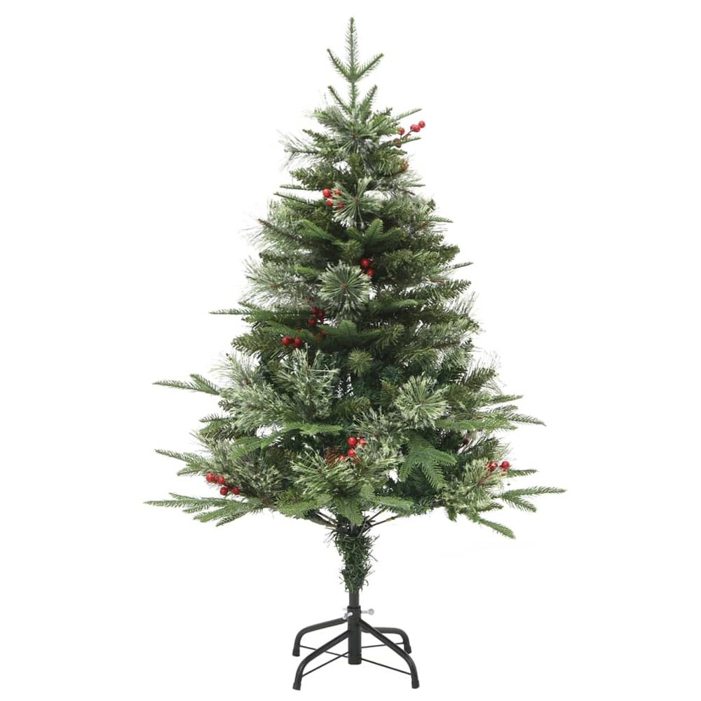 Christmas Tree with LEDs&Pine Cones Green 120 cm PVC&PE - anydaydirect