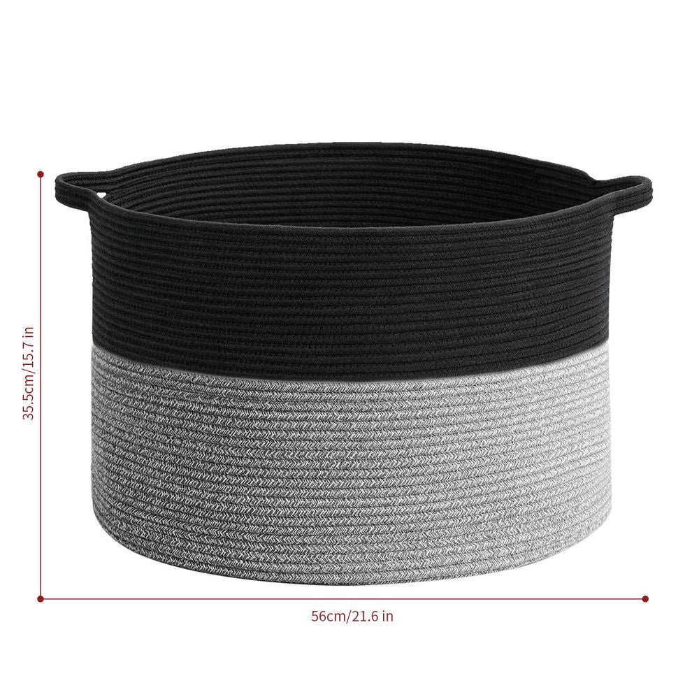 Laundry Basket Natural Cotton Hand-Woven Rope Hamper Minimalist Storage - anydaydirect