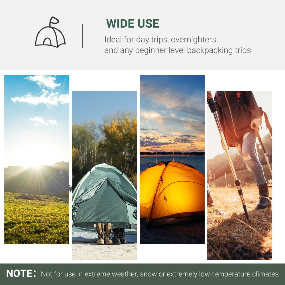 Compact Camping Tent w/ Vestibule & Mesh Vents for Hiking Green Outsunny - anydaydirect