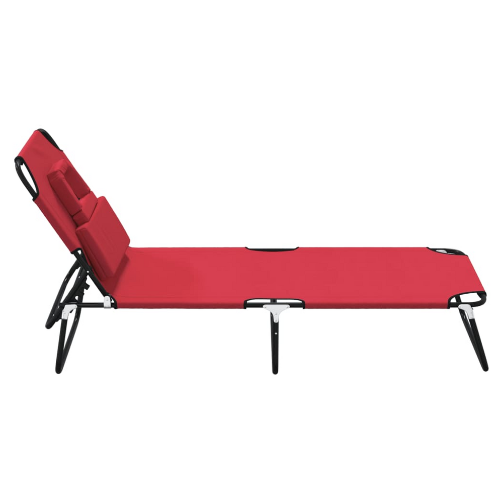 vidaXL Folding Sun Lounger Red Oxford Fabric&Powder-coated Steel - anydaydirect