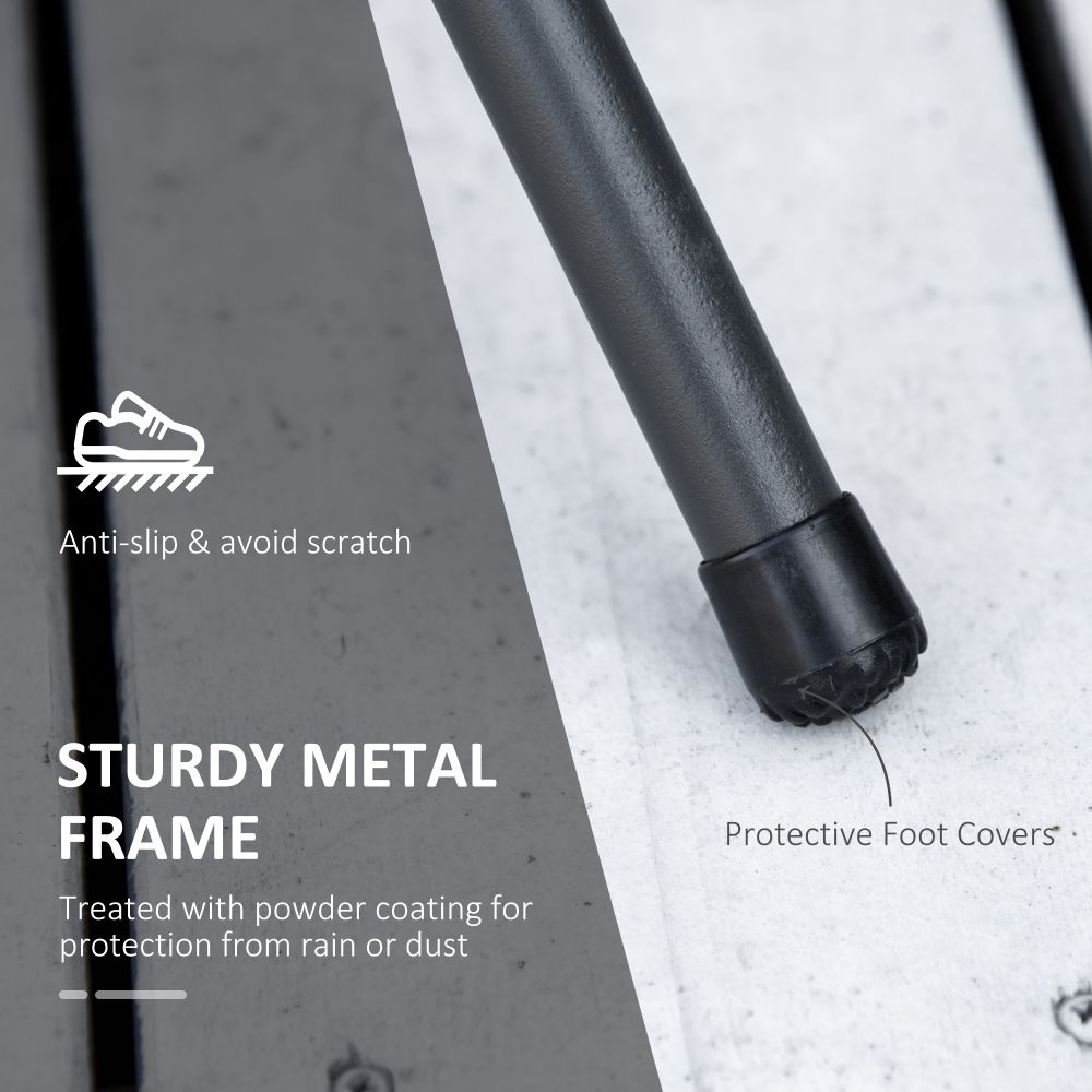 3Pc Garden Bistro Set w/ Foldable Design Metal Frame Black - anydaydirect