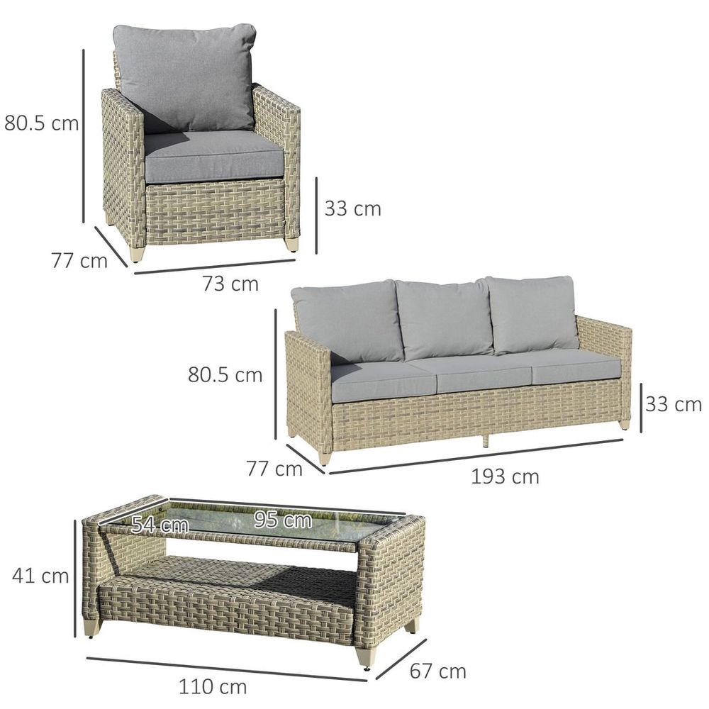 4 PCS Patio PE Rattan Sofa Set, Outdoor Conversation Furniture Set - anydaydirect