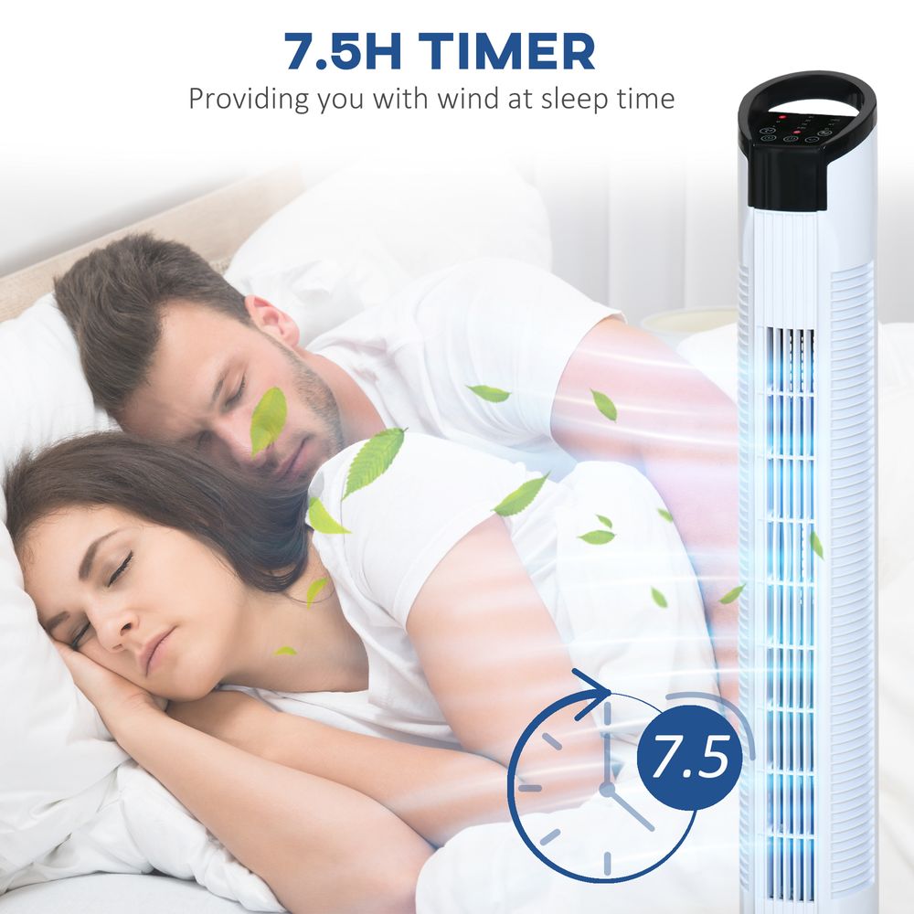Tower Fan, 3 Speed 3 Mode, Oscillation Remote Black/White - anydaydirect