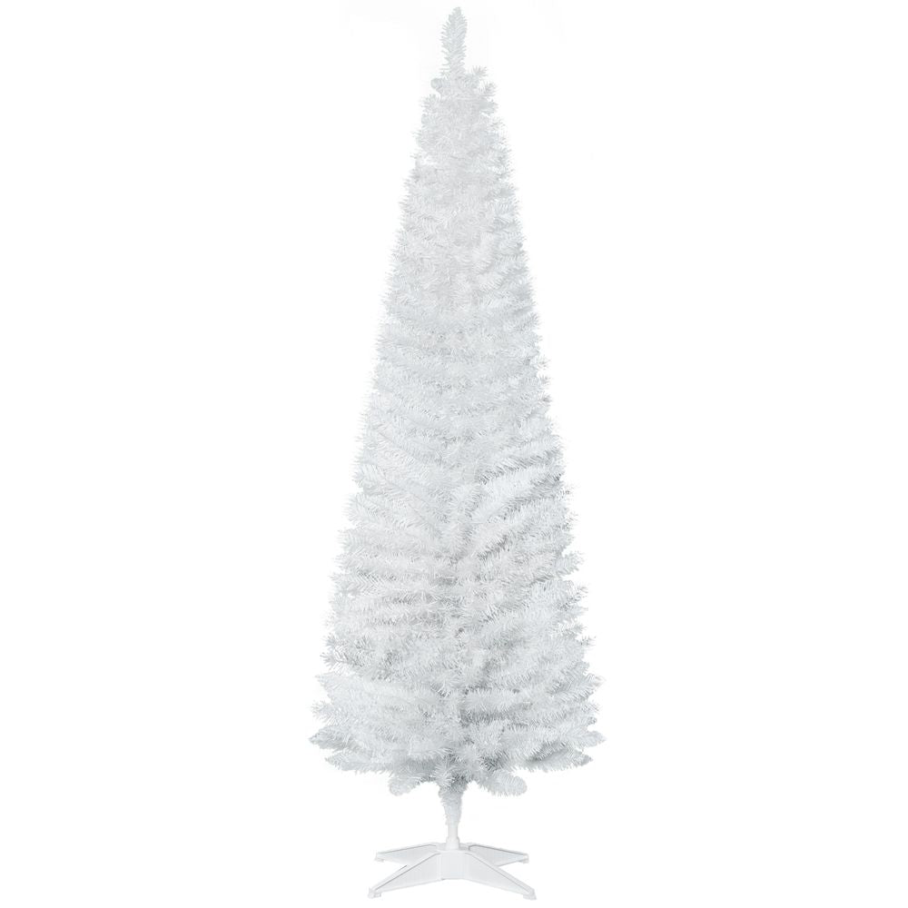 1.8m 6ft Artificial Pine Pencil Slim Christmas Tree with 390 Branch Tips White - anydaydirect