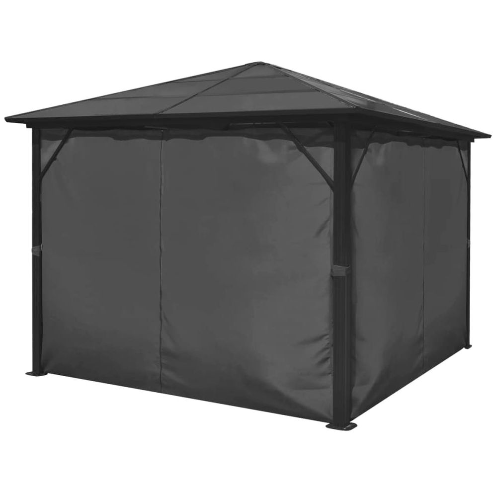 Gazebo with Curtain Anthracite Aluminium 300x300 cm - anydaydirect