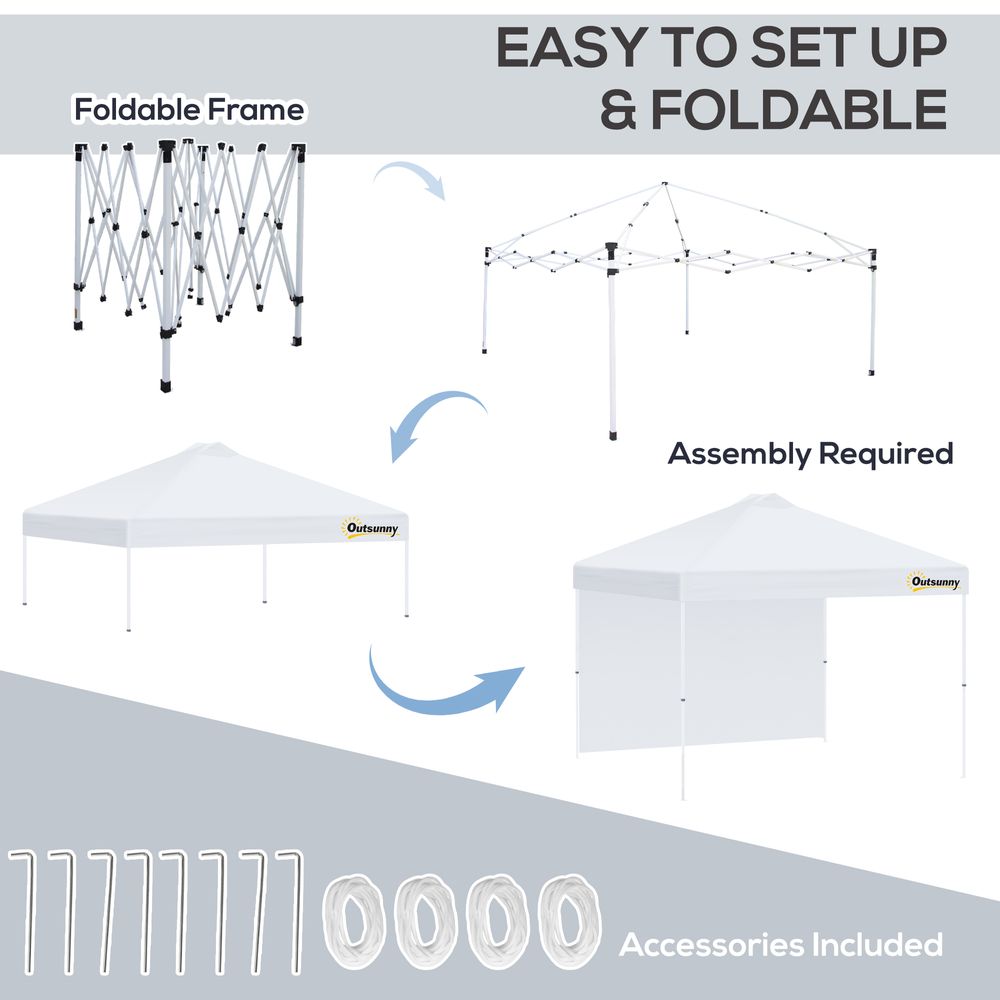 3x3(M) Pop Up Gazebo Canopy Tent w/ 1 Sidewall Carrying Bag White Outsunny - anydaydirect